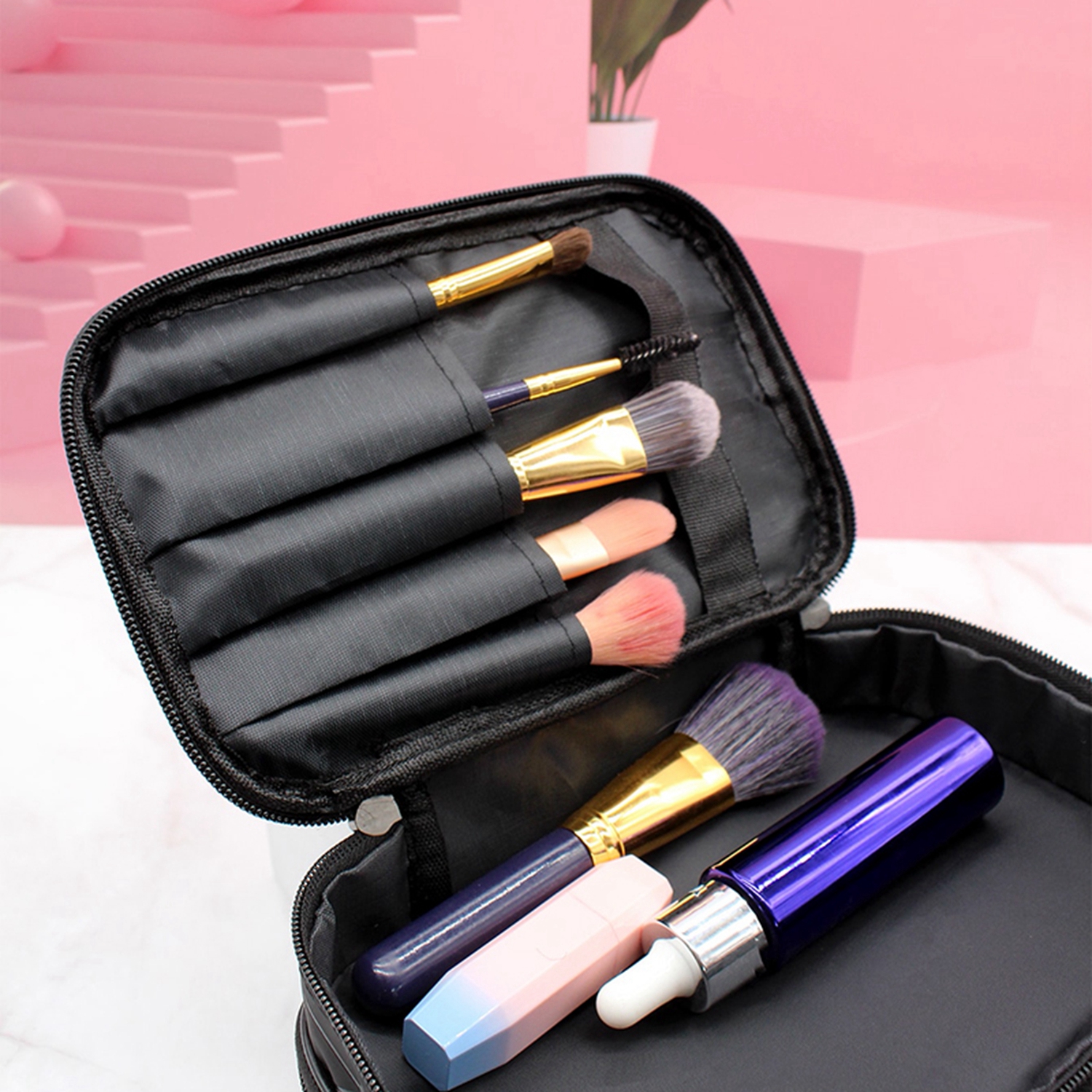 Make-uptas met grote capaciteit Dubbele ritssluiting Dames make-uptas Badetui Reistoiletartikelen Organizer Waterdichte opslag Make-up Cas