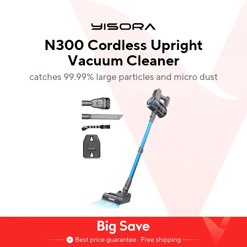 YISORA N300 aspirapolvere verticale senza fili, 20Kpa aspirapolvere Ultra leggero per moquette, pavimento duro, auto, peli di animali domestici