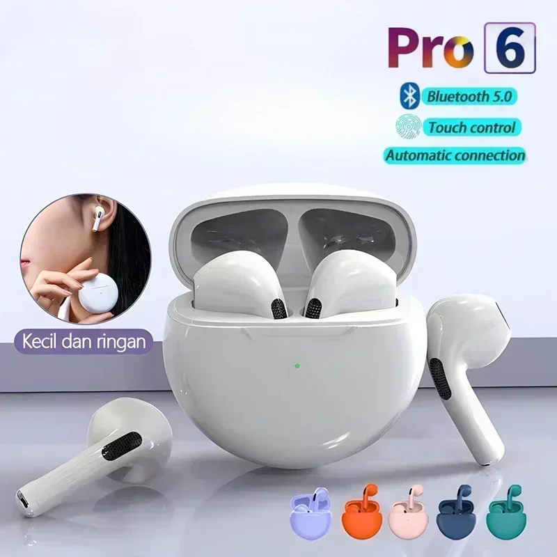 Air Pro 6 TWS 무선 헤드폰, 마이크 폰 Bluetooth 이어폰 스포츠 러닝 헤드셋, Apple iPhone Xiaomi Pro6 이어 버드