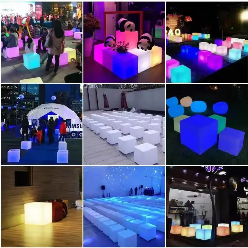 New Remote controlled Rechargeable LED Light-emitting Cube 16 Colours KTV Bar Stools Home Bedroom Decor Table Desk Lamps Outdoor