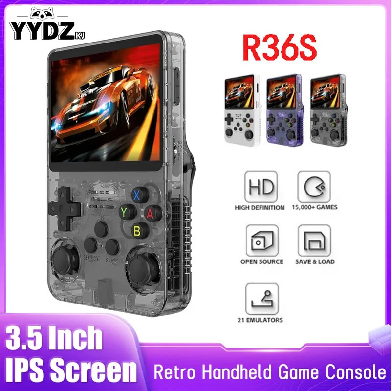 Consola de videojuegos poort gratis Retro R36S de zas, sistema Linux, pantalla IPS de 3,5 pulgadas