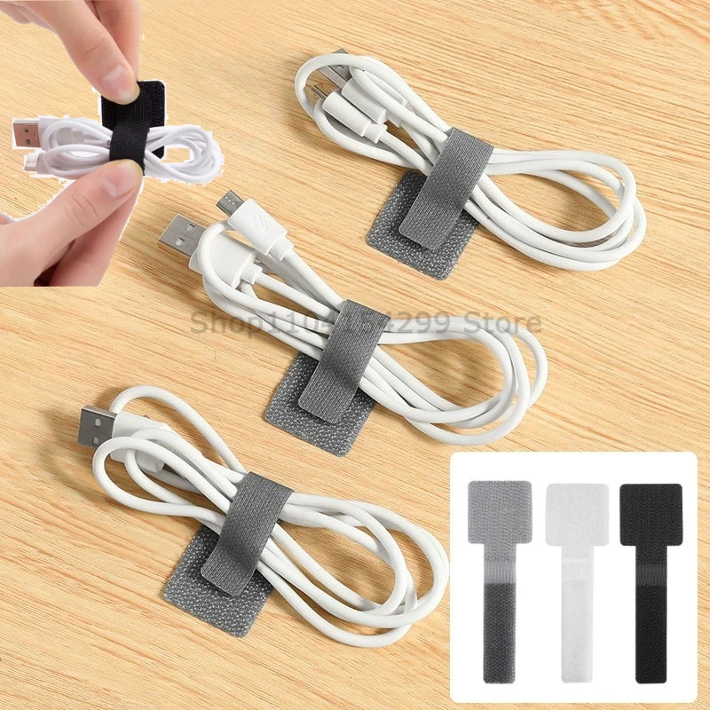 Nuove fascette per cavi riutilizzabili Fascette in velcro Supporto per cavo di alimentazione autoadesivo Gestore per organizer da tavolo per riporre cavi regolabili