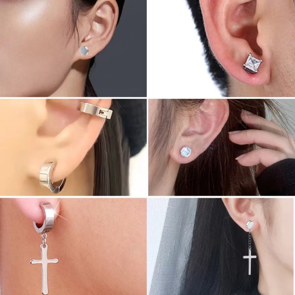 1-12 pares de brincos de orelha com clipe magnético da moda, brincos falsos sem piercing, presente para homens e mulheres, joias