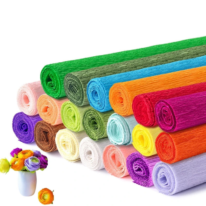 Kit di fiori di carta crespa increspata 20 colori 250x50 cm Streamer di carta fai da te Scrapbooking Origami Craft Decorazione del partito Materiale da imballaggio