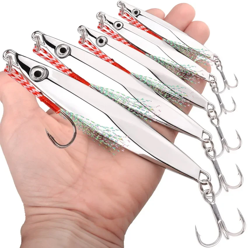 1 Uds 40g 30g 20g 15g 10g cebo de pesca de mar señuelo de Jigging señuelo de pesca de Metal señuelos de agua salada aparejos prácticos accesorios de agua salada