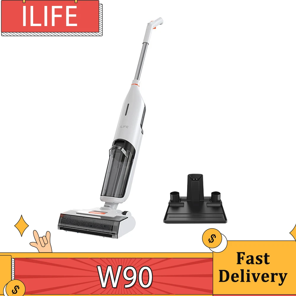 ILIFE W90 Akku-Nass-Trockensauger, 3-in-1-Staubsauger, Mopp und Waschen, selbstreinigender 700-ml-Wassertank, 30 Minuten Laufzeit, Spracherinnerung