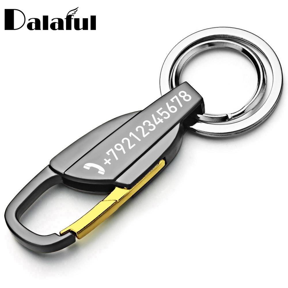 ส่วนบุคคลตัวอักษรพวงกุญแจผู้ชาย Key CHAIN แหวนเอวแขวนกุญแจสําหรับรถจํานวนแผ่นโลโก้ Anti-Lost พวงกุญแจ K372B