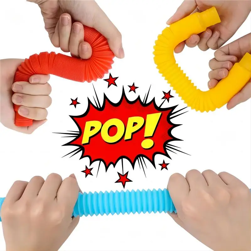 10/20/30PCS สีสัน Pop Tube Rainbow Fidget ของเล่น Telescopic Tube ความเครียดบรรเทาของเล่นพลาสติกยืดท่อ Decompression ของเล่นของขวัญ