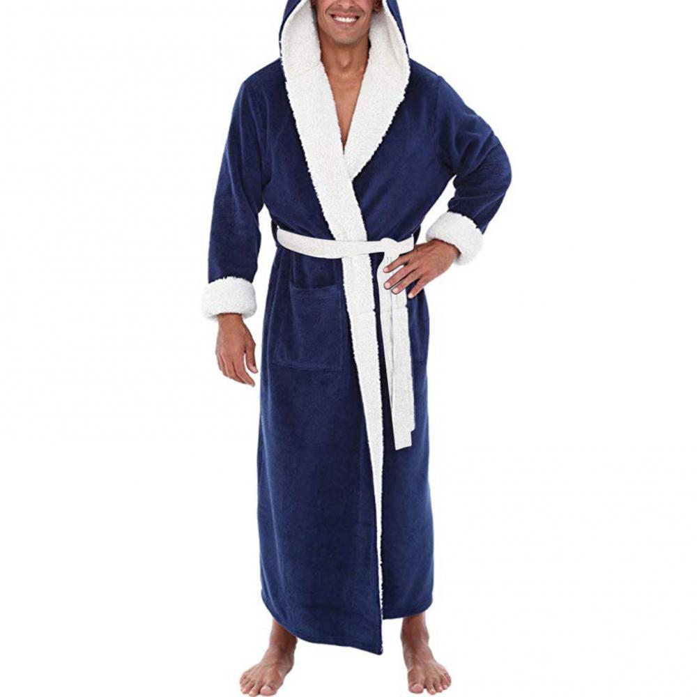 Albornoz ropa camisón ropa de dormir Casual de manga larga para hombre invierno cálido bata de franela chal de felpa bata de baño masculina salón hogar