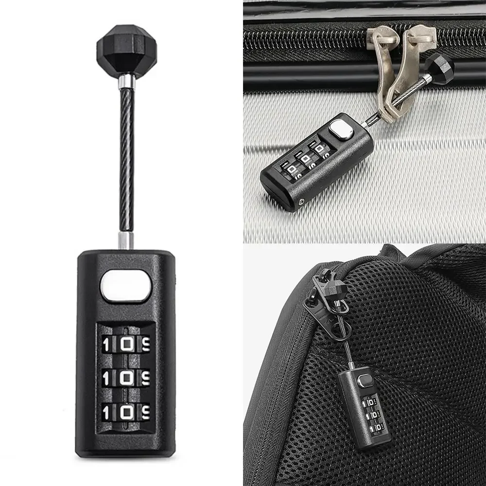 Serratura codificata ripristinabile portatile a 3 cifre Mini Ackpack Serratura con cerniera per borsa da viaggio per dormitorio Lucchetto con codice Serrature antifurto
