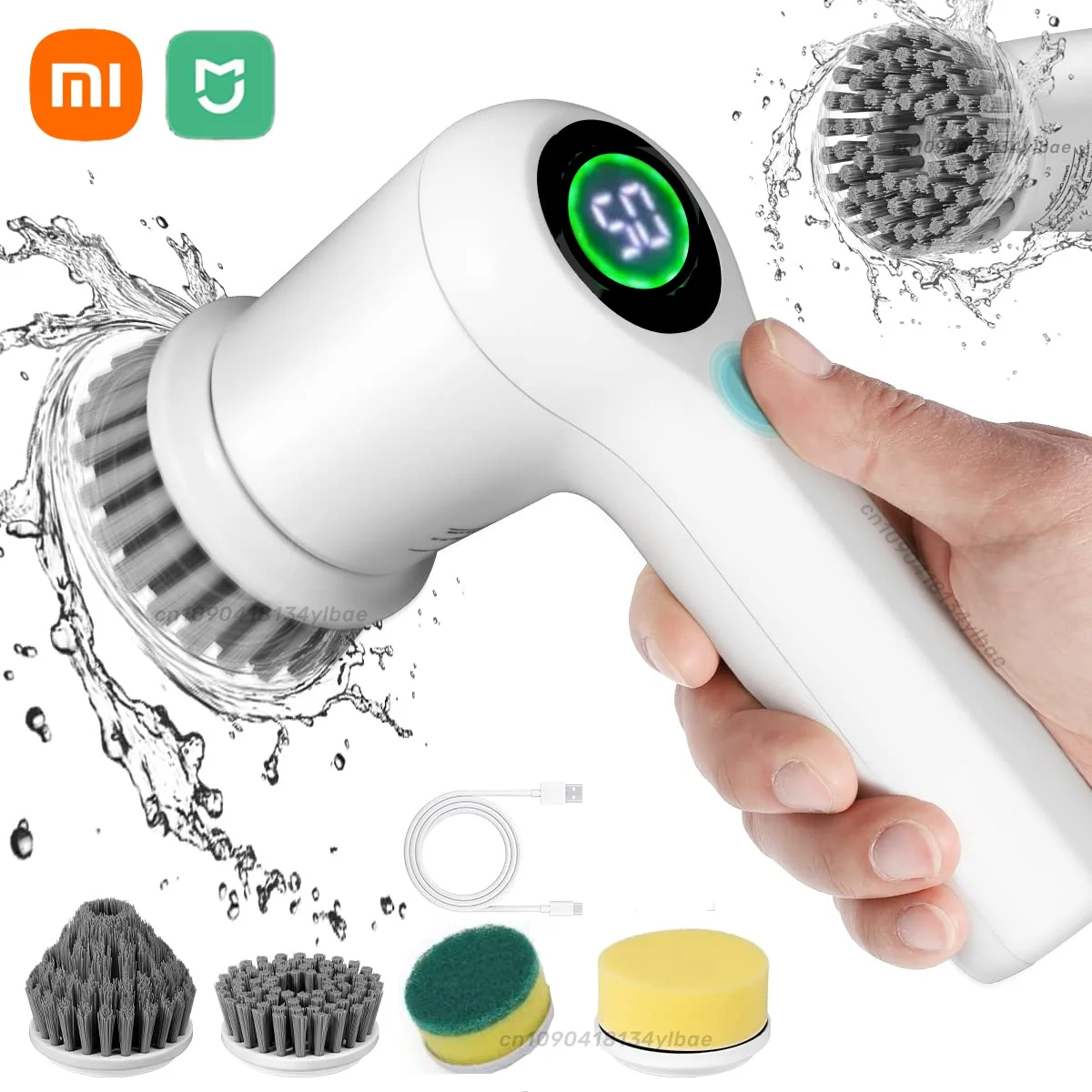 Xiaomi Electric Scrubber LED Display Cleaning Brush Waterproof High Speed ​​Powerful 4head Cleaning Brush For Bathroom Kitchen