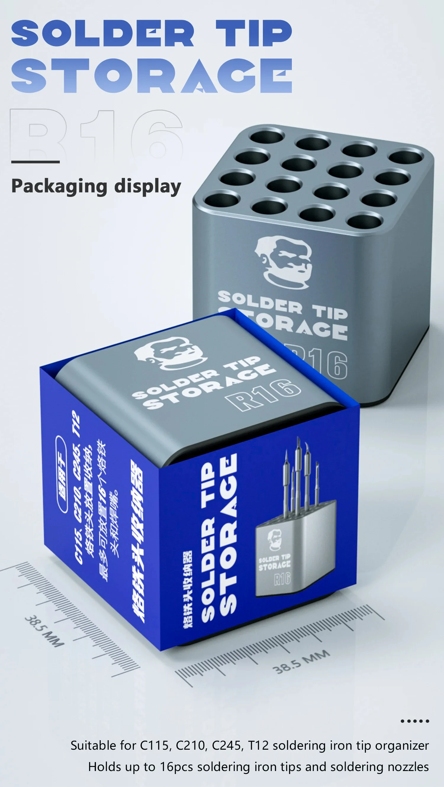 MECHANIC R16 / OSS W118 Storage Box For Heating Element Soldering Iron Tips For T12 T210/T245/C115 Heating Core Organizer
