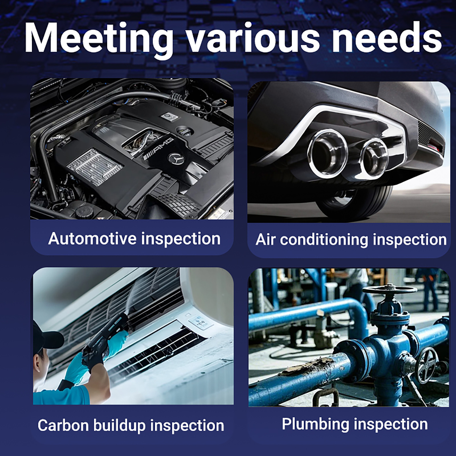 Industrial Endoscope 1080P Digital Borescope Inspection Camera 5.5mm IP67 Waterproof Sewer Camera with 4.3" LCD Screen