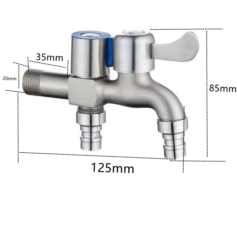 ก๊อกน้ําสแตนเลส Double Outlet Dual Control Water Tap One in Two Out ก๊อกน้ํา 1/2 "Bidet ก๊อกน้ําอุปกรณ์ห้องน้ํา