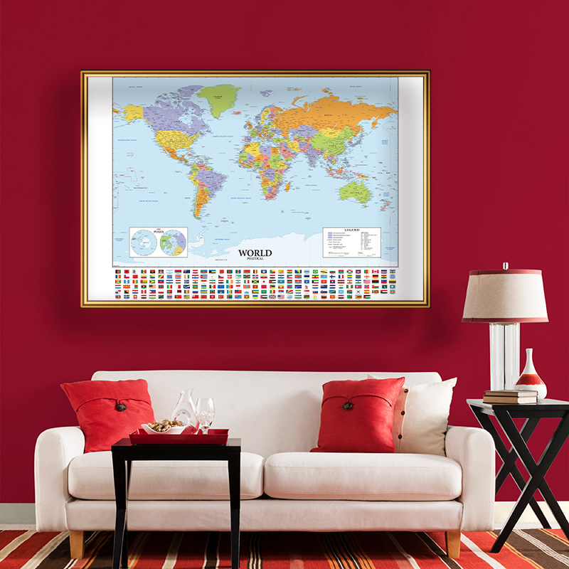 150x225 cm in inglese mappa del mondo grande poster tessuto non tessuto tela pittura appesa a parete poster studio forniture decorazioni per la casa