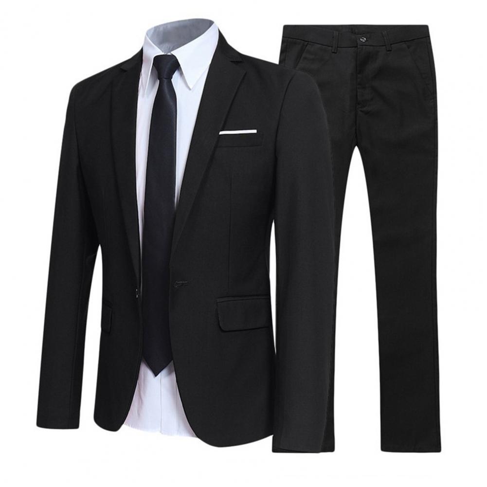 Conjunto de terno masculino gola aberta lapela bolsos botões terno do noivo conjunto cor sólida blazer terno calças duas peças conjunto elegante masculino conjuntos