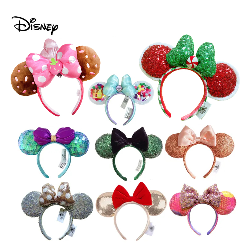 2023 Disney Mickey MouseหูHeadbandสวนสนุกผมHoopปลาเลื่อมตาข่ายParty Headwearสาวของเล่นวันเกิด