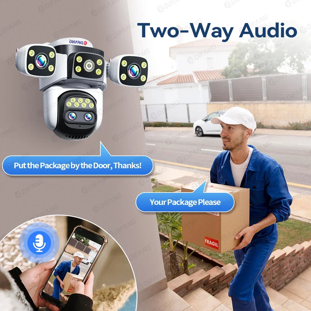 10K UHD WiFi6 IP Camera Outdoor 10X Zoom CCTV Surveillance Cam Four Screen Ai Track Security Protection External IP Video Cam