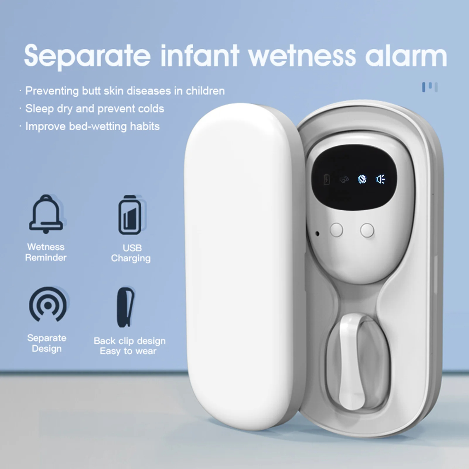 Alarma inalámbrica para enuresis, alarma para orinar con receptor para niños, Grils, niños, orinal, entrenamiento, cuidado de personas mayores, alcance de 10-20M, recordatorio de vibración