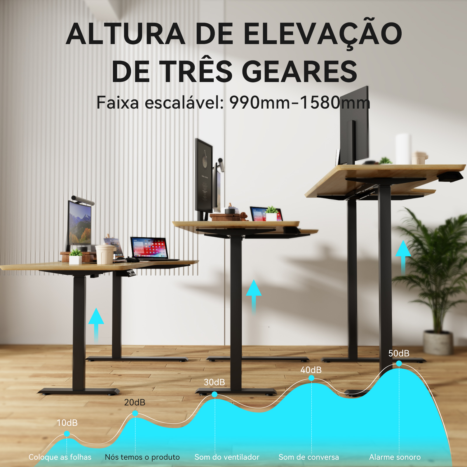 Mesa de elevação elétrica ajustável em altura, com motor duplo e duas seções, estrutura para mesa de pé para escritório, mesa para jogos