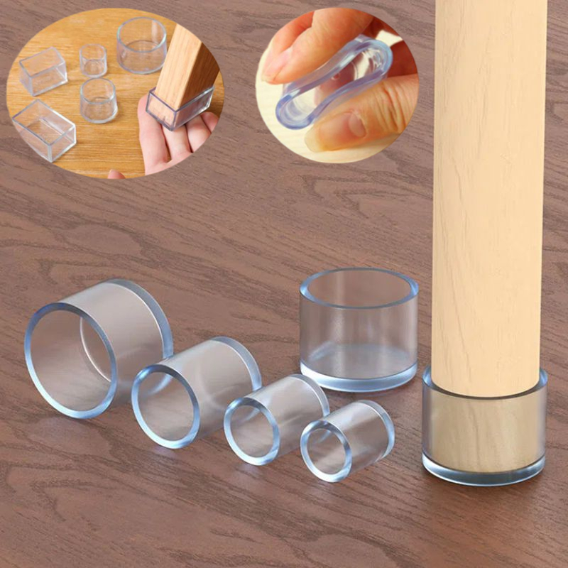 16/18/25/30mm Coprigambe per sedie Piedini in gomma Cuscinetti protettivi Copritavoli trasparenti antiscivolo Piedini livellanti per mobili Decor