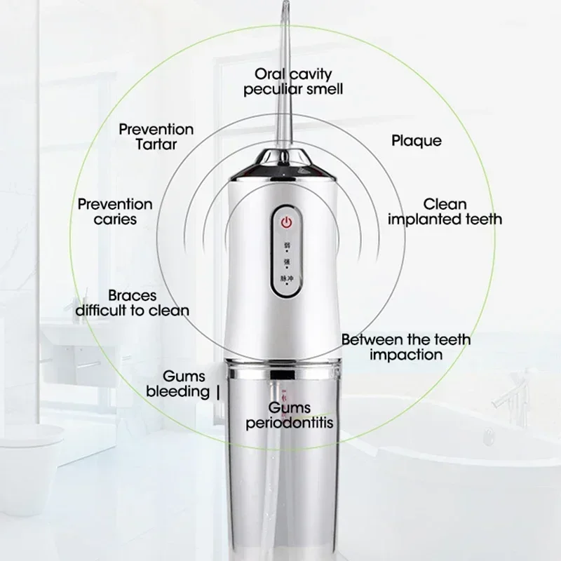 Irrigator ปากแรงดันสูงทันตกรรม Irrigator,ไร้สายทันตกรรม Flosser สําหรับทําความสะอาดฟัน,USB ชาร์จปากเครื่องซักผ้า