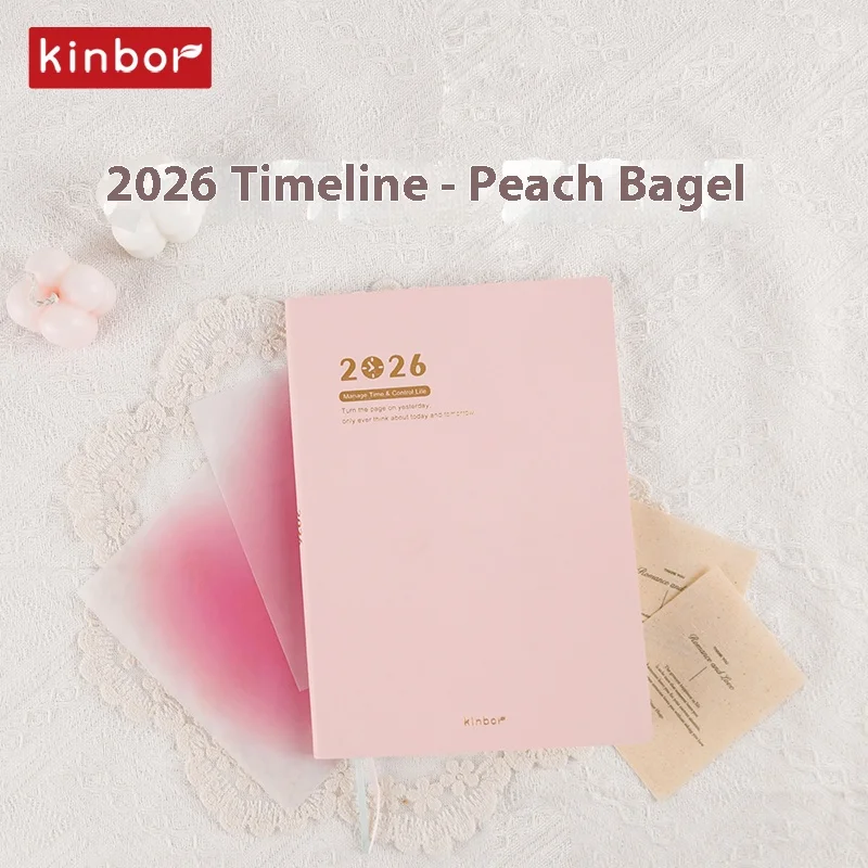 NEW 2026 Kinbor A5 Timeline Planner Notepad,52g Bachuan Paper Pure Color A Week 2Page Efficiency Schedule Book Minimalist Design