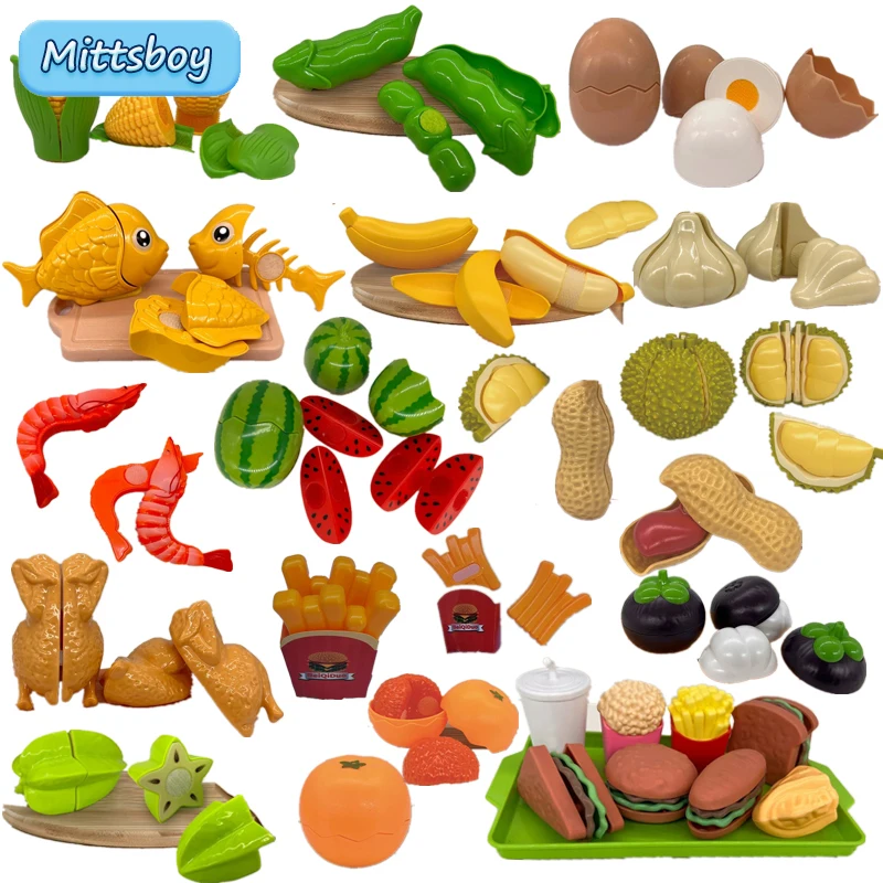 Montessori Simulation Chechele Ingredients Vegetables Fruits Fish Shrimp Educational Toy Play House Decompress Educational Toy