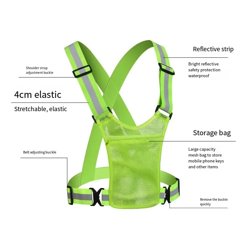 Chaleco de seguridad ligero Unisex de alta visibilidad, 4 colores, con bolsa de almacenamiento, construcción nocturna, ciclismo, tráfico, correr y trabajar