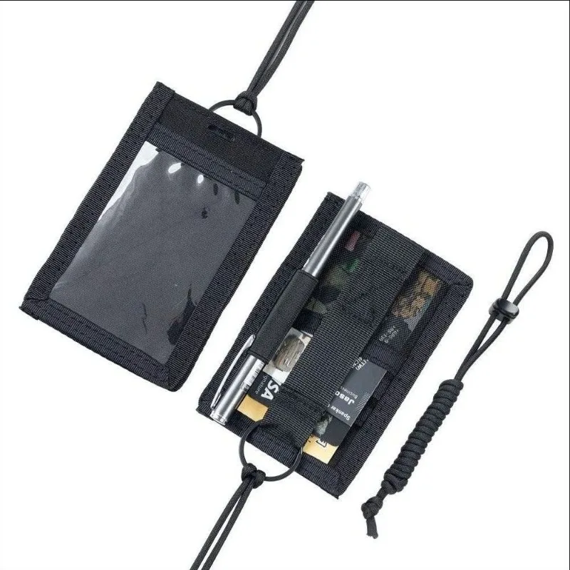 Nuevo soporte táctico para tarjetas de identificación, parche con gancho, guía turística, portatarjetas, bolsa de viaje al aire libre, bolso para bolígrafos y cordón de nailon