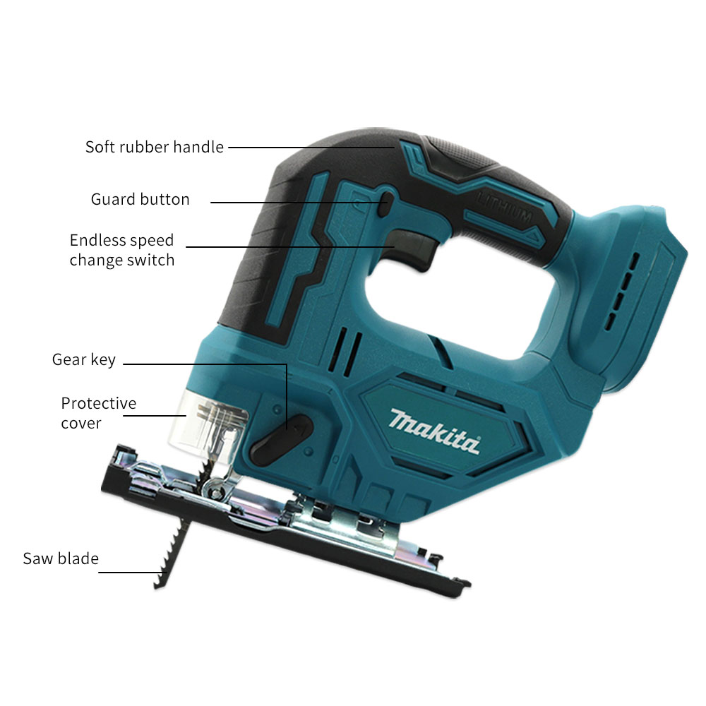 Makita DJV182Z 340W Serra de vaivém sem escova 18V sem bateria com lâmina de serra Alça de barril sem fio Ferramenta elétrica portátil para carpinteiro