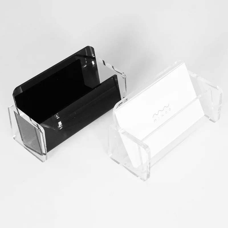 Black&Clear Acrylic Business Card Holder For Desk Plastic Business Cards Display Holders Stand Name Cards Organizer Card Shelf