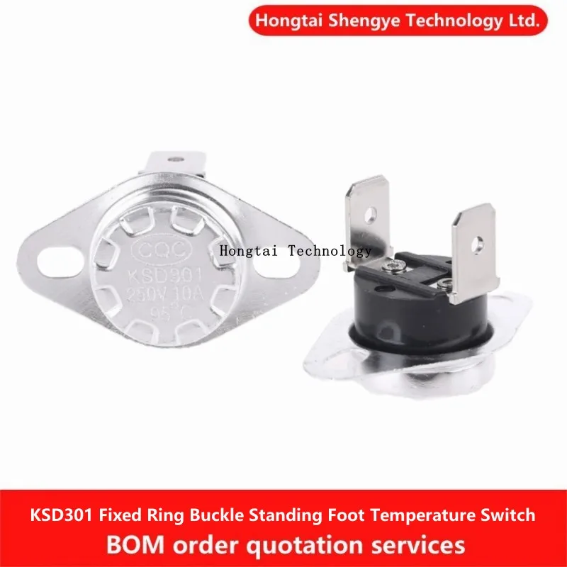 Sensor de temperatura KSD301, interruptor de control de temperatura, botón de anillo fijo, normalmente cerrado, 10A, 100 V, 40/85/95/250/125C-160 grados