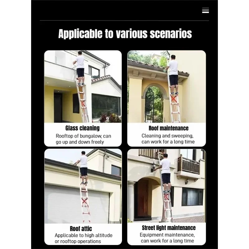 Speciale per l'ingegneria Scala telescopica in lega di alluminio Scala antincendio addensata e allungata Uso domestico Pieghevole