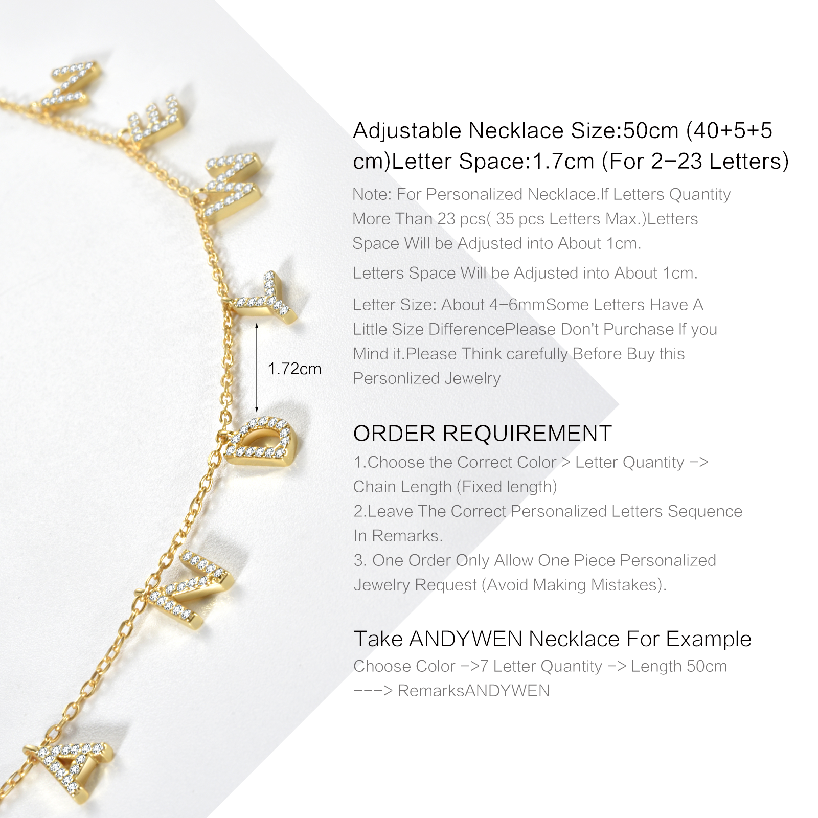 ANDYWEN 925 スターリングシルバーゴールドパーソナライズされた名前ペンダントネックレスアルファベット誕生日ギフト Valentiens ヨーロッパイニシャルジュエリー