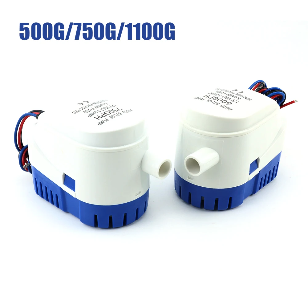 Bomba de água marinha automática 12v, pequena bomba de esgoto 24v, drenagem de iate, barco rápido, bomba submersível dc, esgoto 750gph 1100gph