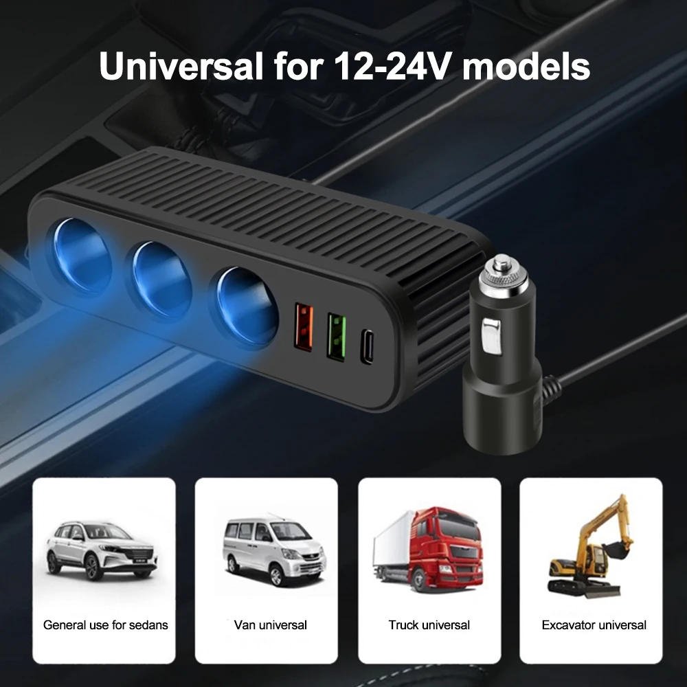 12v/24v isqueiro do carro 120w carregador de carro pd qc usb carga rápida adaptador de alimentação carregador de uma a quatro tomada multifuncional