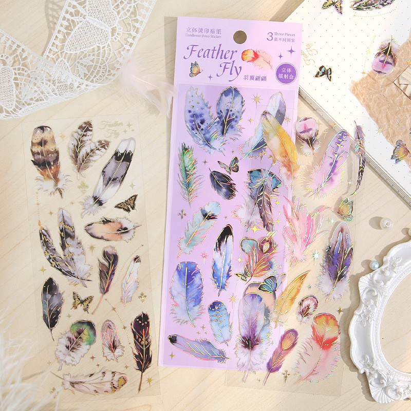 3 pçs kawaii pena libélula pássaro medusa adesivos decorativos pacote scrapbooking material etiqueta diário telefone planejador