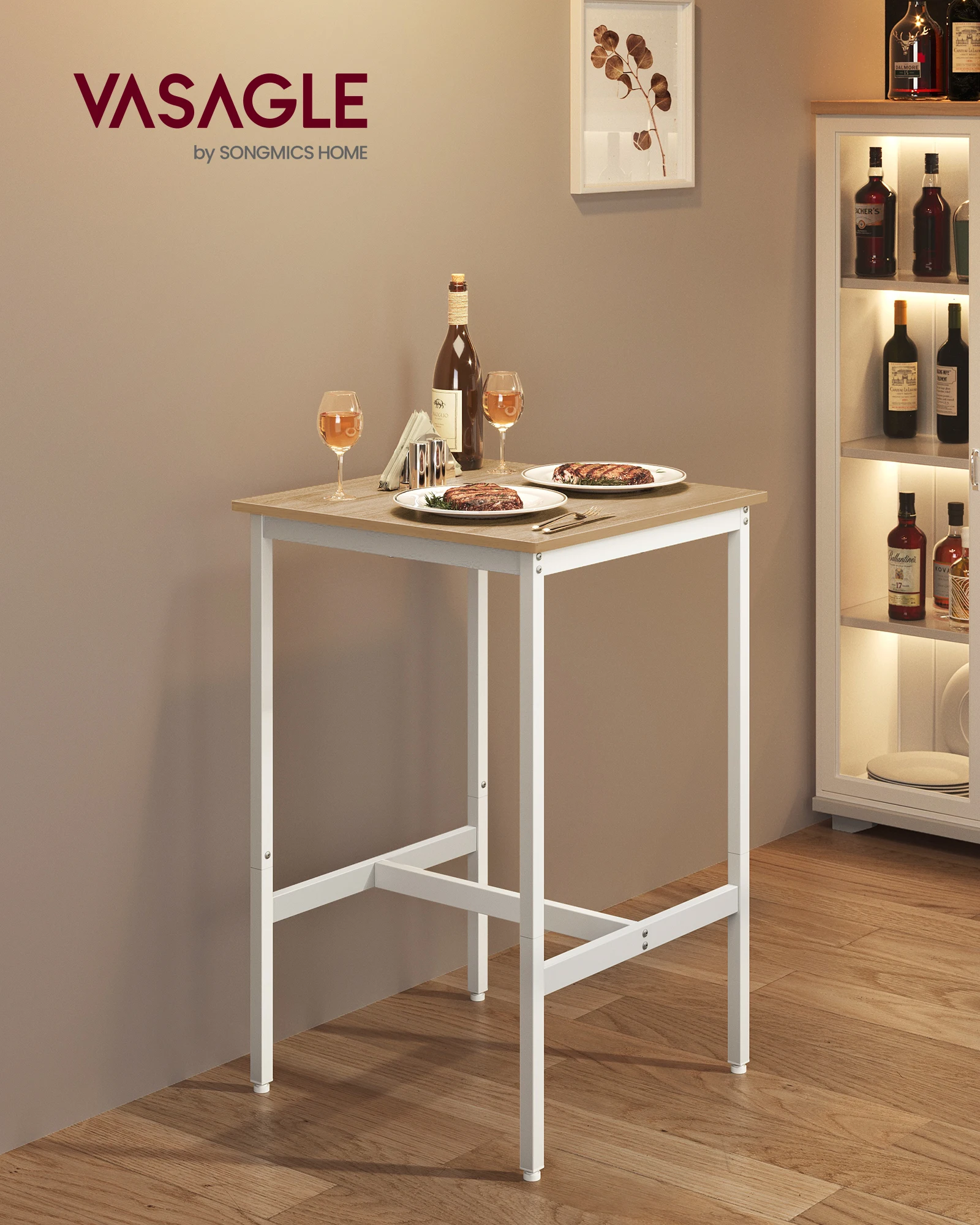 VASAGLE Hoge Hoge Bartafel 60x60x92 cm Hoge keuken woonkamer