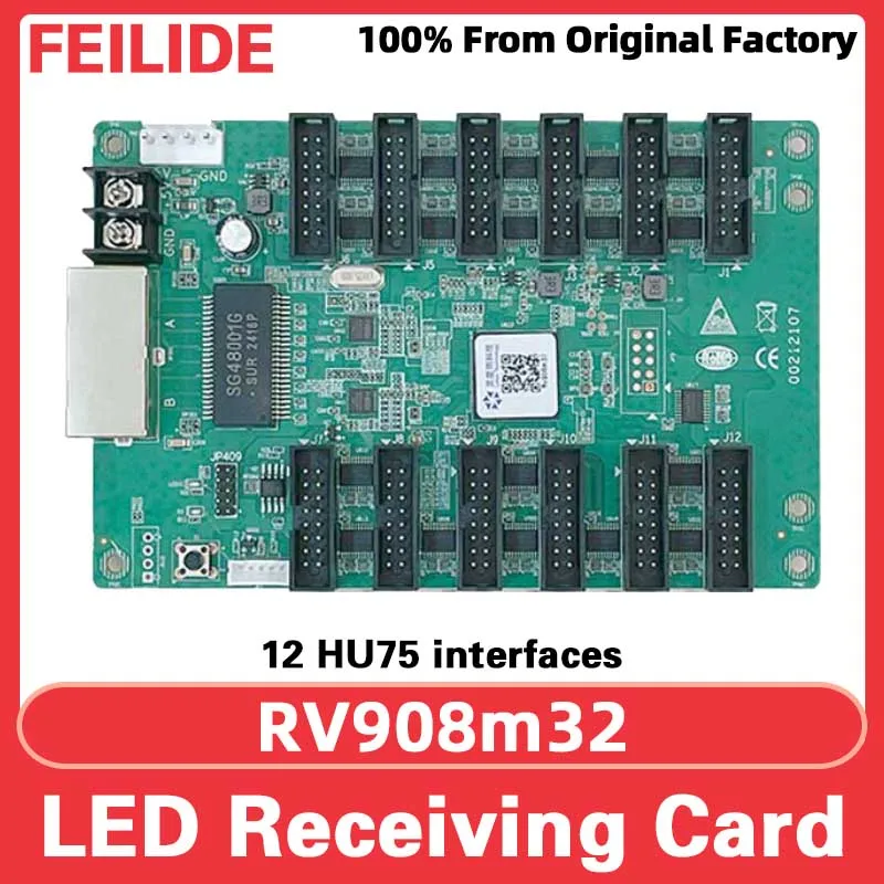 Linsn RV908m32 Tarjeta receptora Controlador de pared de vídeo Pantalla LED Matriz RGB HBU75 Tarjeta de control de módulo a todo color