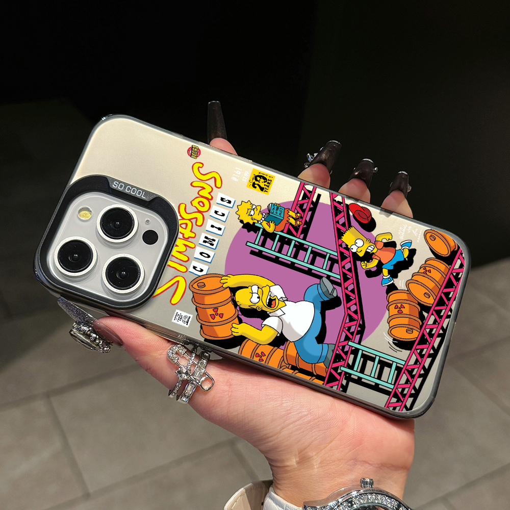 Casing ponsel kartun Simpsons, pelindung keras perak untuk Samsung Galaxy A72 A55 A54 A53 A52 A51 A33 A32 A26 A16 A14 A12 A06 4G 5G