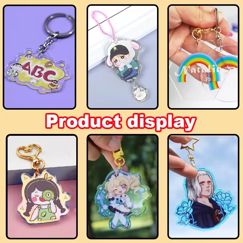 CUSTOM พวงกุญแจการ์ตูน Llavero Photo ที่กําหนดเองอะนิเมะโปร่งใส Charm โฮโลแกรมอะคริลิคใสส่วนบุคคล Key แหวนสําหรับของขวัญ