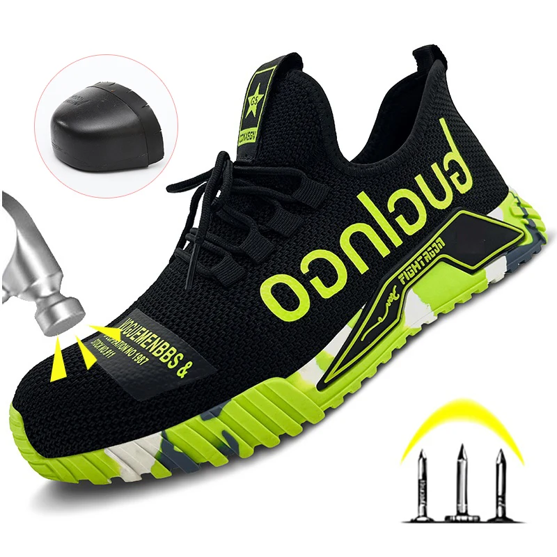 Leichte Sicherheitsschuhe mit Stahlkappe für Herren, pannensichere Arbeitsschuhe für Herren, atmungsaktive Industrieschuhe, unzerstörbare Arbeitssicherheitsstiefel
