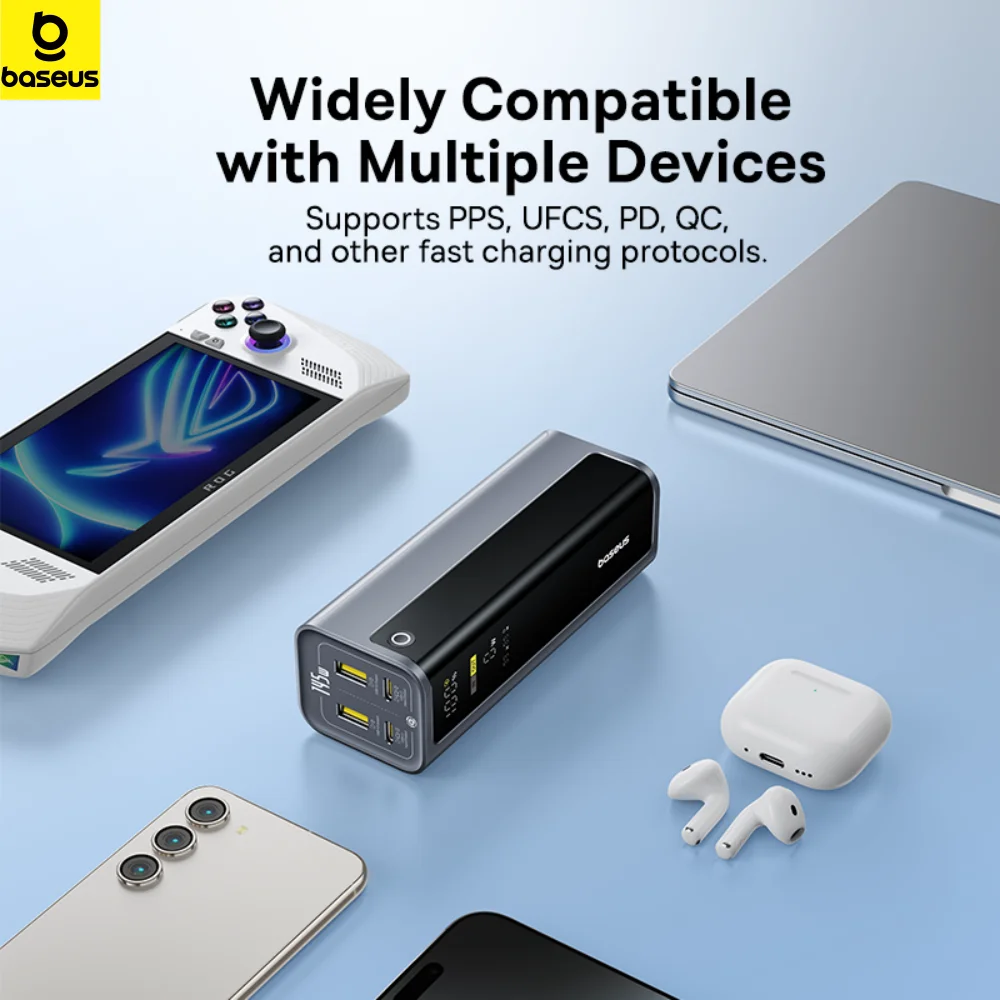 Baseus 145W Power Bank 20800mAh Dual USB A USB C PD 100W Fast Charging Digital Display Portable PowerBank for Laptop Phone Steam