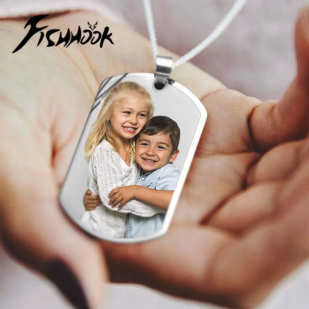 Impressão demanda foto colar imagem personalizada presente personalizado para homens mulher casal família pai corrente jóias de aço inoxidável