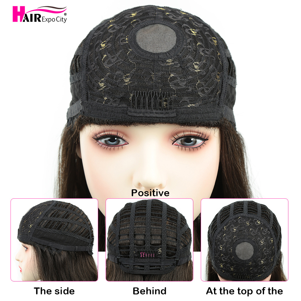 Peruca de cabelo sintética reta longa com estrondo para mulher, marrom, mista, resistente ao calor, moda, cosplay, festa