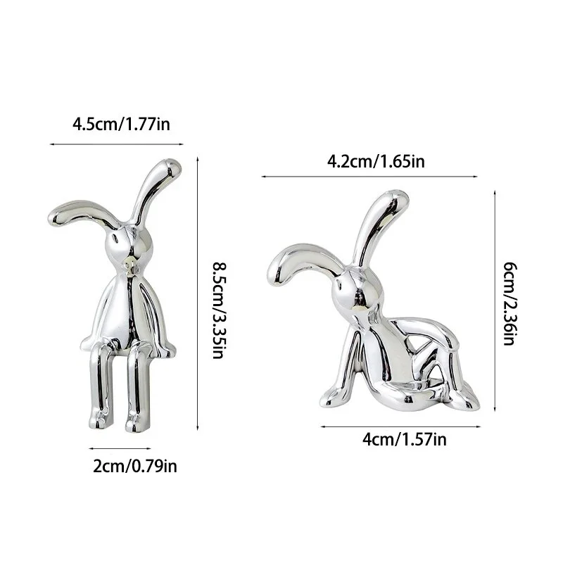 2PC กระต่ายหูยาวเครื่องประดับ Sticky รูปปั้นการ์ตูนอุปกรณ์เสริมห้องนั่งเล่นห้องนอนตกแต่งรถเดสก์ท็อปตกแต่ง