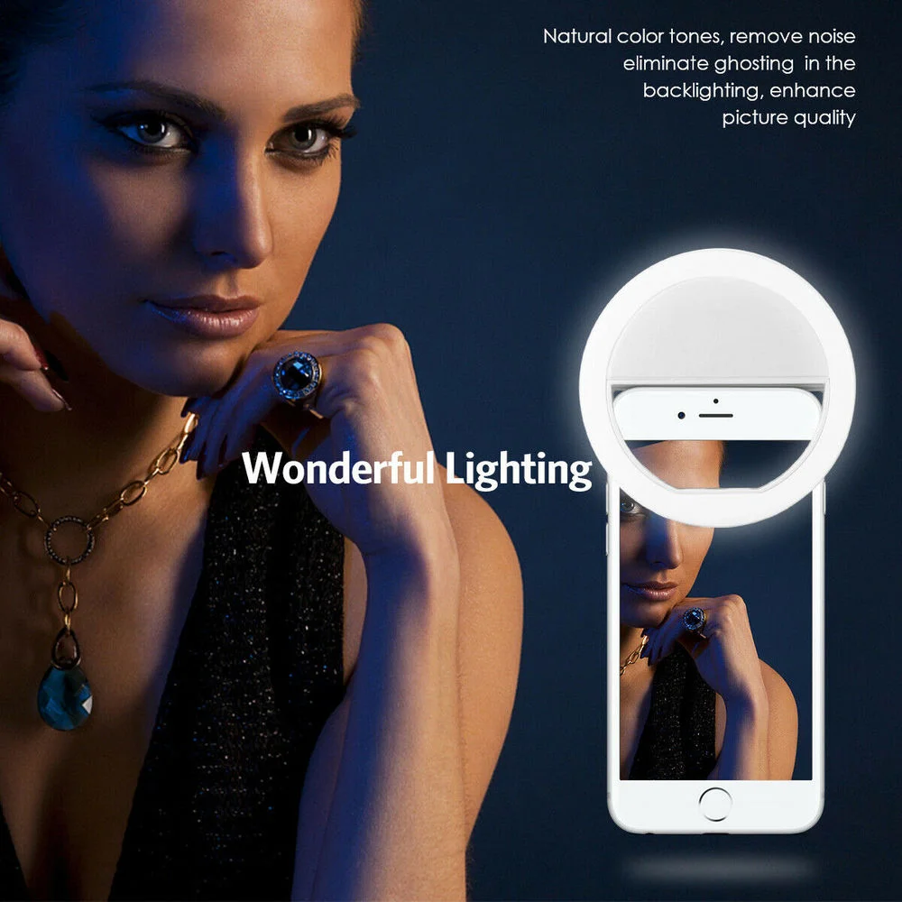 USB 充電 Led Selfie リングライト携帯電話レンズ LED Selfie ランプリング iPhone Samsung Xiaomi Huawei 電話 Selfie ライト用