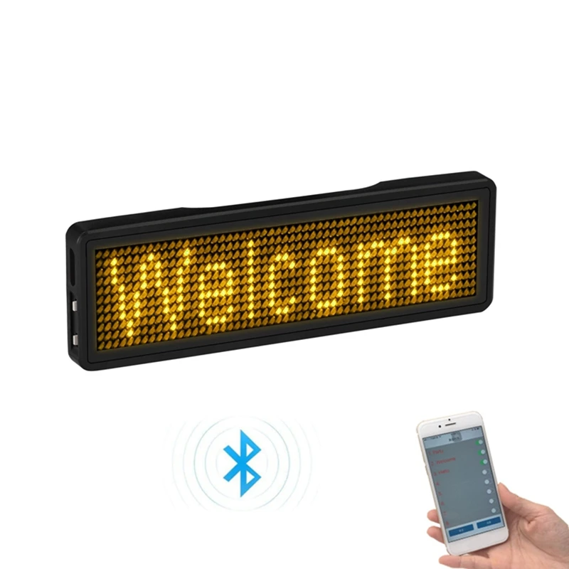 Bluetooth LED Identyfikator z imieniem Akumulatorowy znak świetlny DIY Programowalny przewijany wyświetlacz LED tablicy ogłoszeń, typ 2