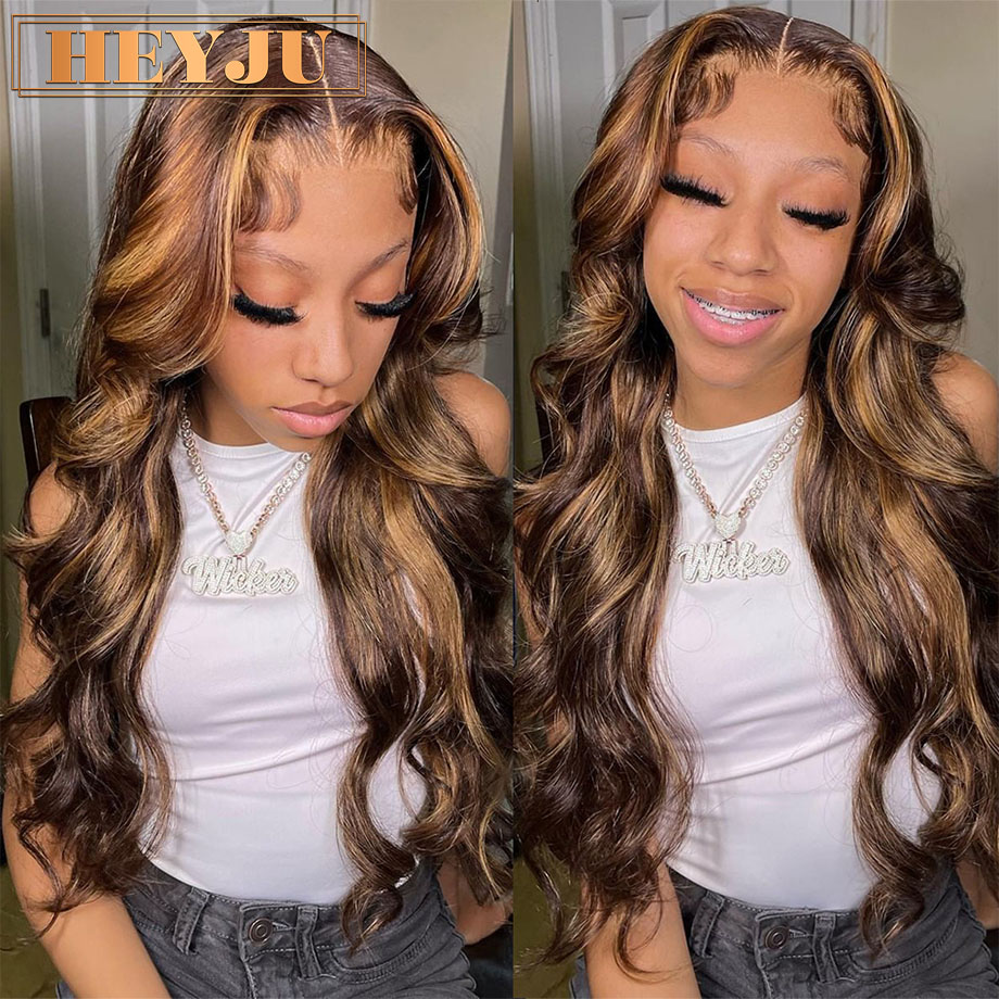 30 pouces couleur mettre en évidence perruques de cheveux humains brésilien vague de corps avant de lacet perruques pour les femmes 13x4 13x6 Hd Transparent vague lâche perruque